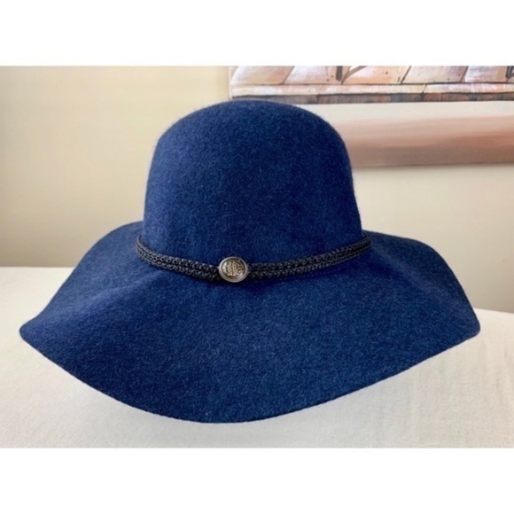 Navy Blue Boho Wool Floppy Hat NOWT - Picture 2 of 6